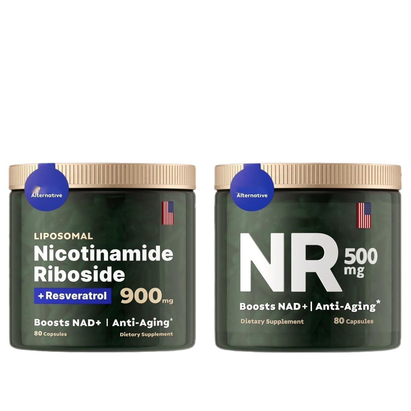 Nicotinamide Riboside + Resveratrol - Quercetin, High Purity NAD Supplement - 80 Capsules