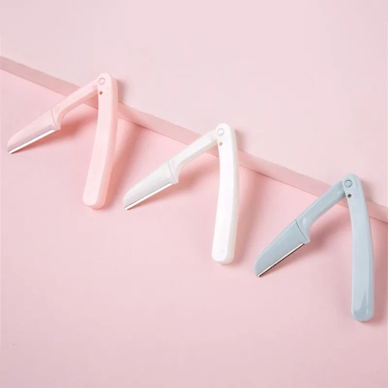 1/3pcs Foldable Portable Eyebrow Trimmer Makeup Facial Eyebrow Lip Folding Razor Hair Remover Sharp Stainless Steel Makeup Tools