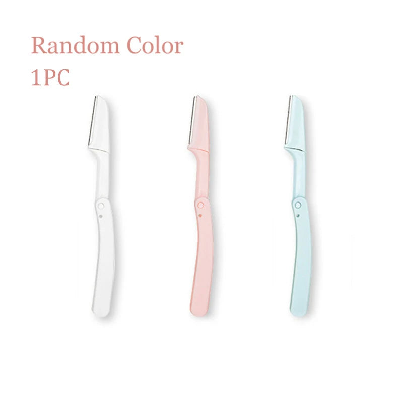 1/3pcs Foldable Portable Eyebrow Trimmer Makeup Facial Eyebrow Lip Folding Razor Hair Remover Sharp Stainless Steel Makeup Tools