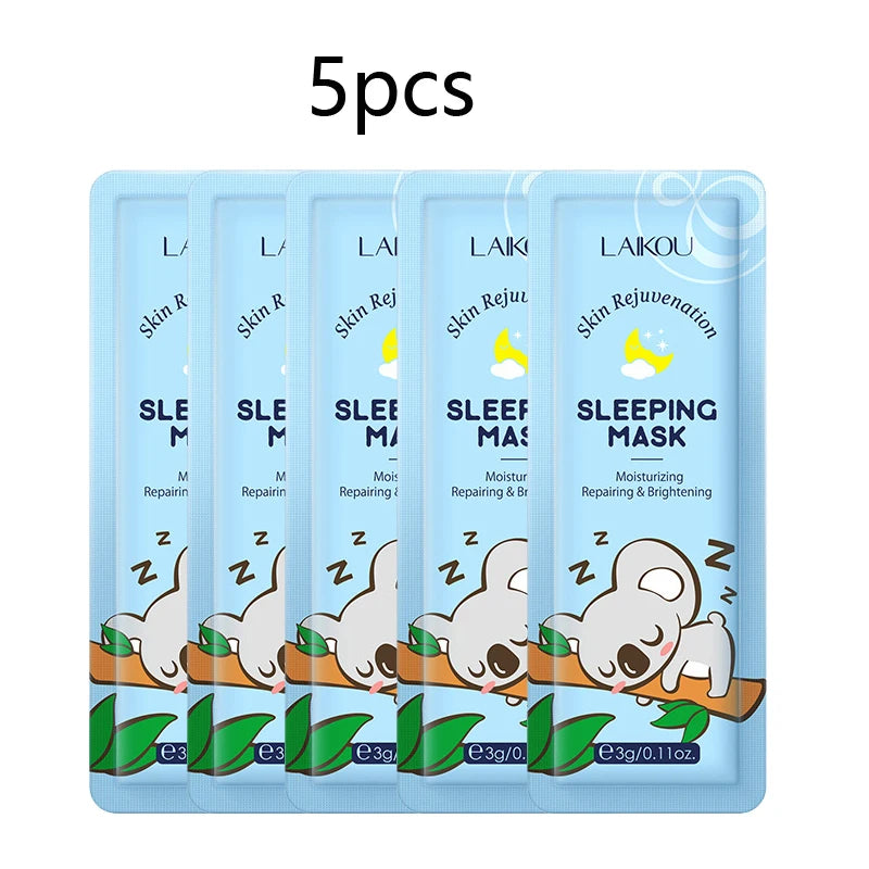 LAIKOU Sakura Moisturizing Facial Mask Hydrating Sleeping Face Sheet Masks Repairing & Nourishing Night Face Mask Skin Care 5pcs