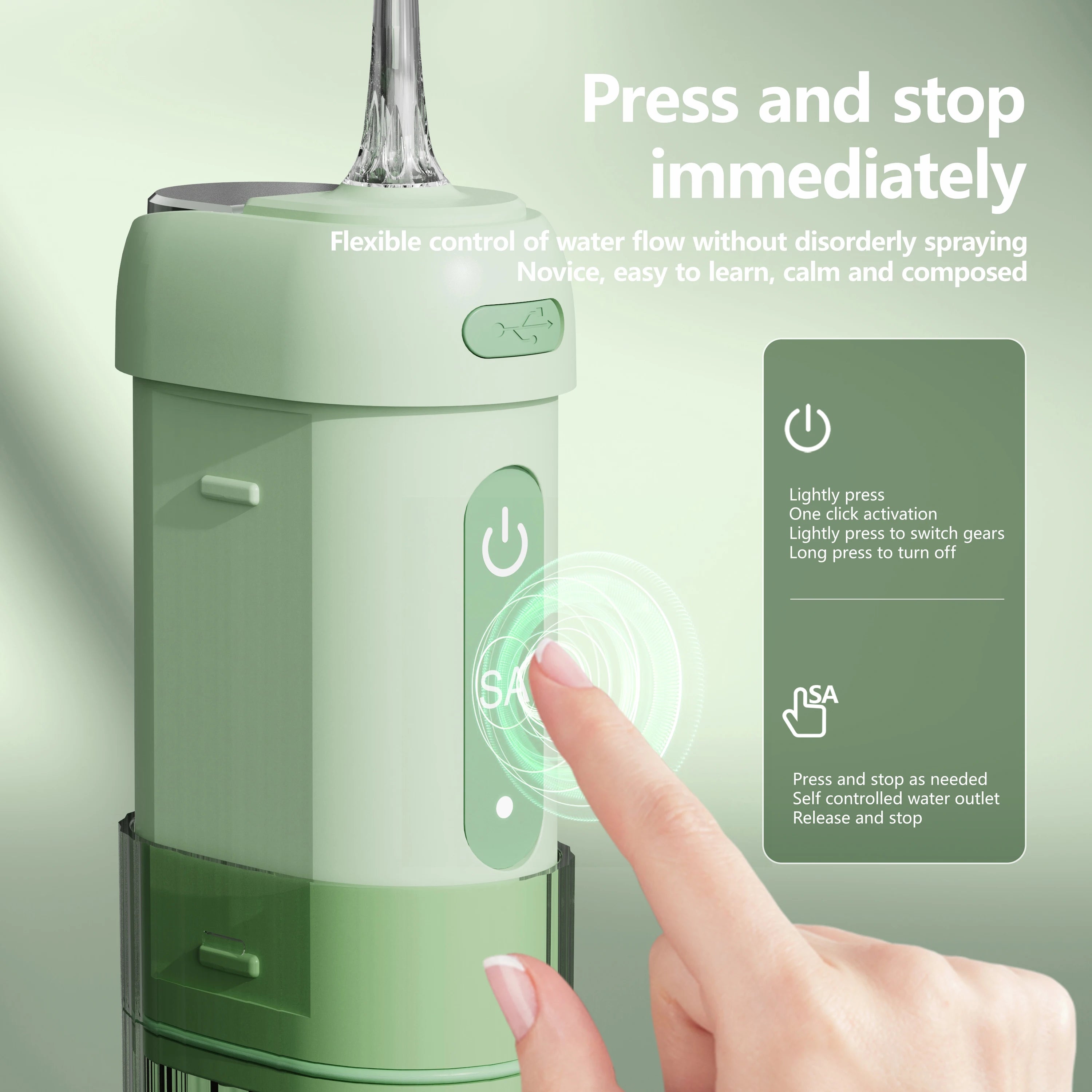 Oral Irrigator Portable Dental Water Flosser USB Rechargeable Water Jet Floss Tooth Pick 5 Jet Tip 200ml 3 Modes Teeth Cleaner