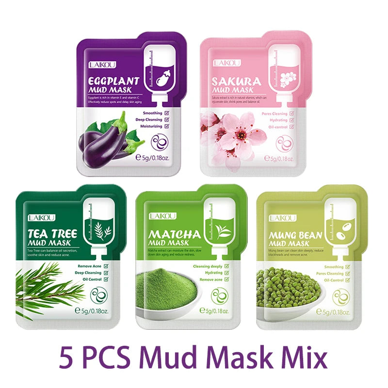 LAIKOU Sakura Moisturizing Facial Mask Hydrating Sleeping Face Sheet Masks Repairing & Nourishing Night Face Mask Skin Care 5pcs