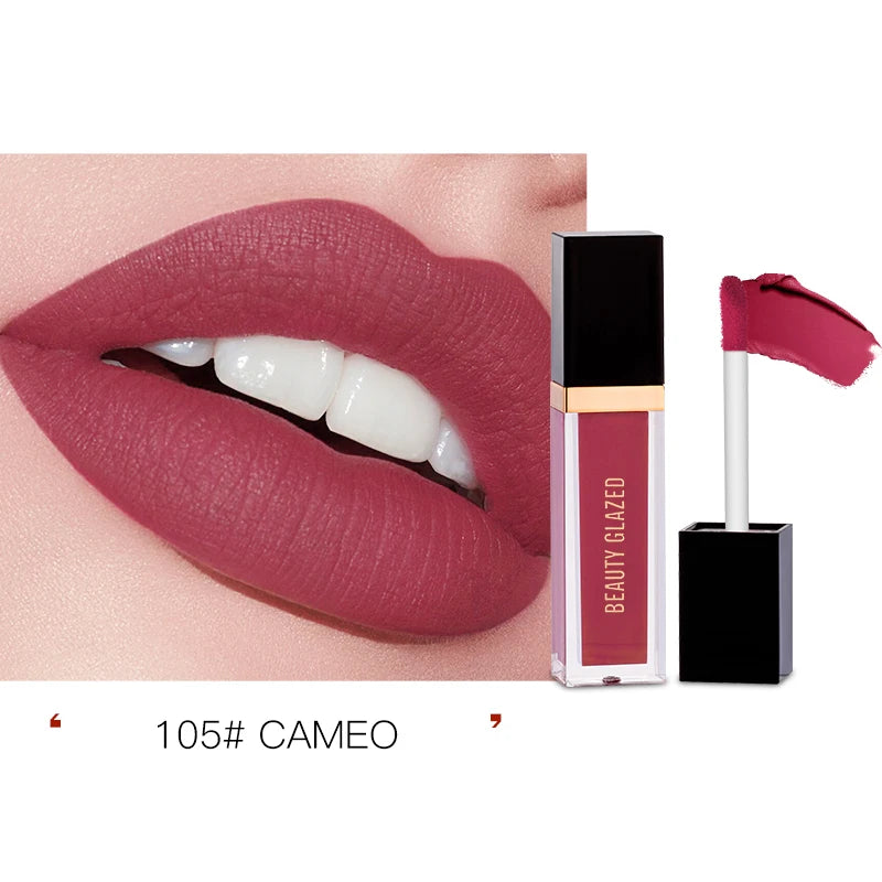 BEAUTY GLAZED 24 Colors Matte Lipstick Set Waterproof Long Lasting Lip Gloss Nude Velvet Pigment Batom Women Fashion Lip Makeup