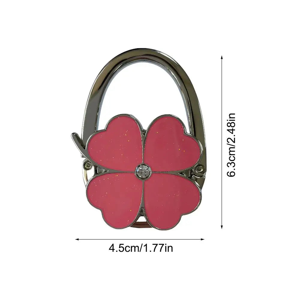 Purse Table Hanger Four Clover Designed Purse Clips Womens Storage Accessories Hand Bag Organizers Aesthetic Foldable bag hook
