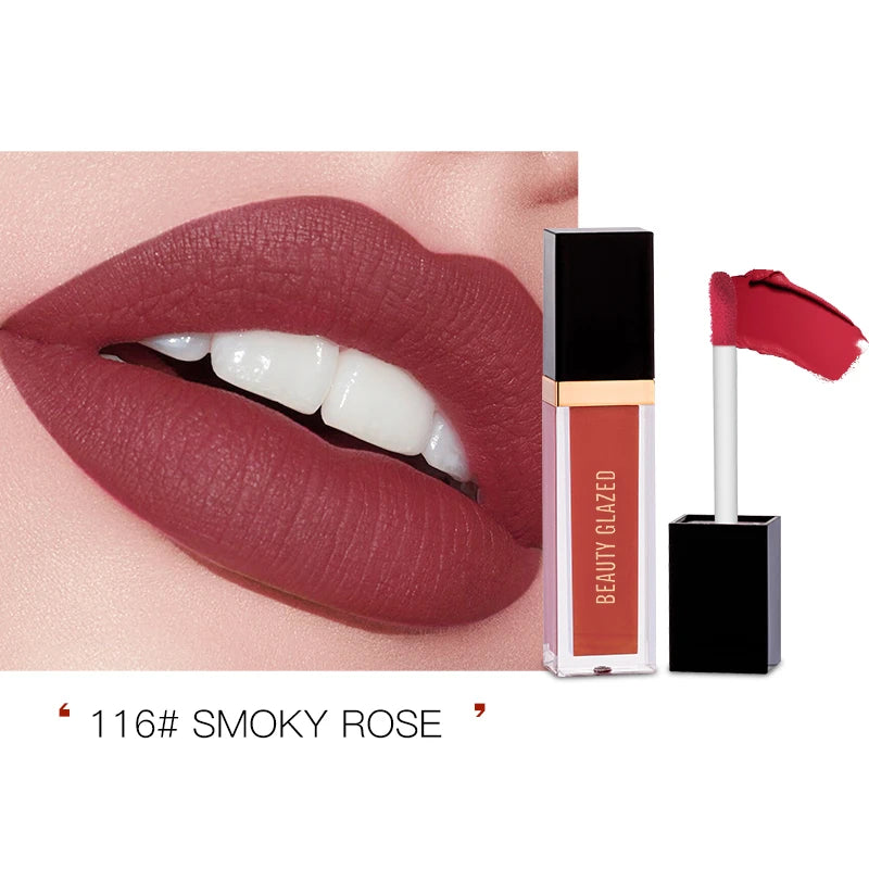 BEAUTY GLAZED 24 Colors Matte Lipstick Set Waterproof Long Lasting Lip Gloss Nude Velvet Pigment Batom Women Fashion Lip Makeup