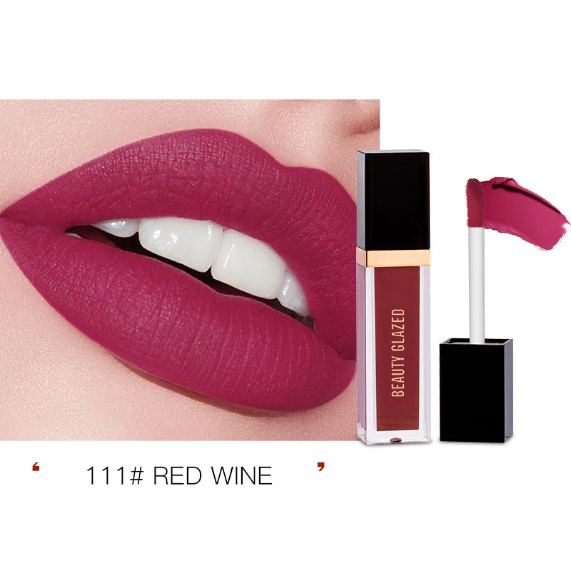 BEAUTY GLAZED 24 Colors Matte Lipstick Set Waterproof Long Lasting Lip Gloss Nude Velvet Pigment Batom Women Fashion Lip Makeup