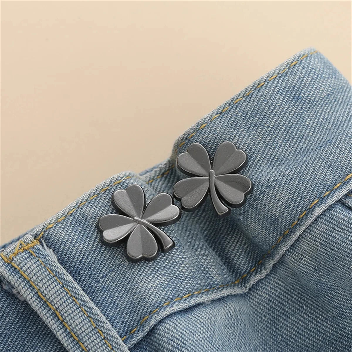 1pair Five Star Waist Buckle Detachable Pant Clips Jeans Button Snaps Simple Adjustable No Sewing Waistband Clothing Accessories