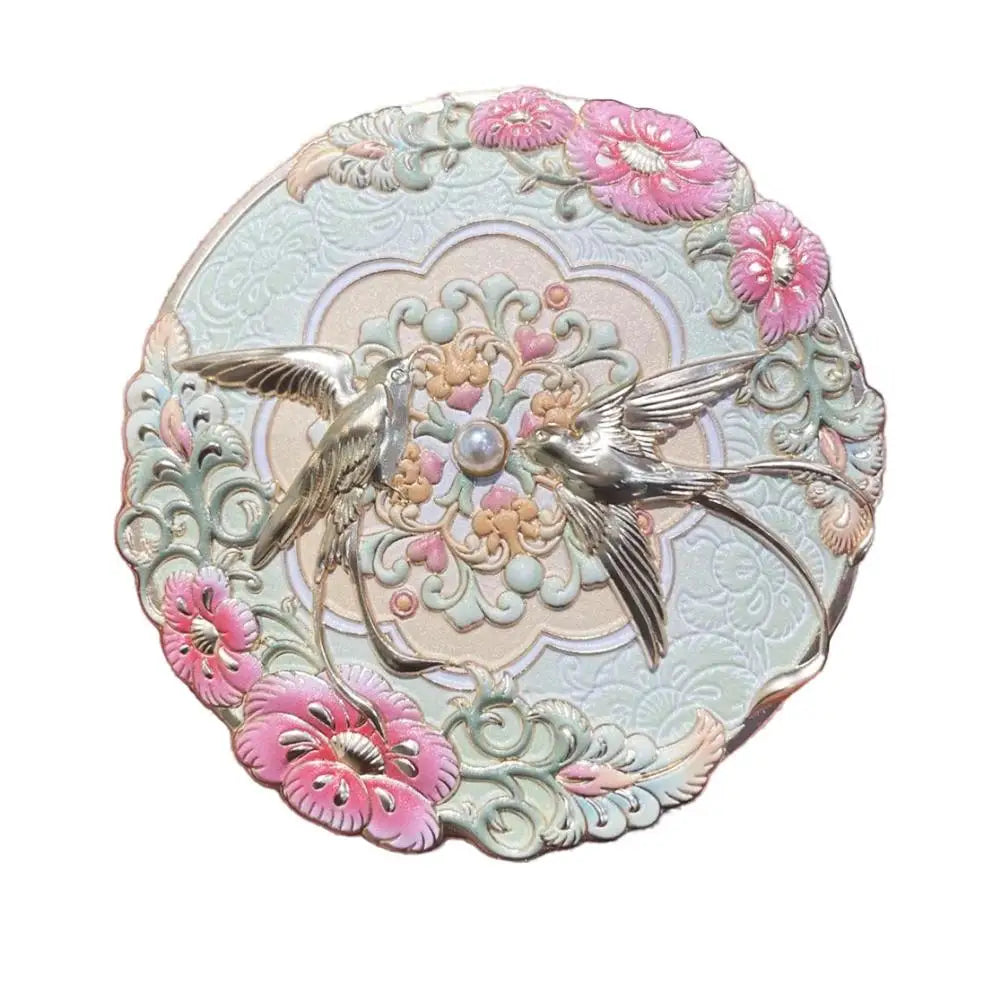 Vintage Chinese Style Mirror Peony Delicate Flower Mini Mirror Cosmetic Tools Portable Pocket Make-up Mirror