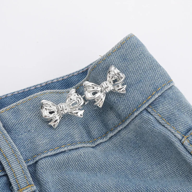 1pair Five Star Waist Buckle Detachable Pant Clips Jeans Button Snaps Simple Adjustable No Sewing Waistband Clothing Accessories