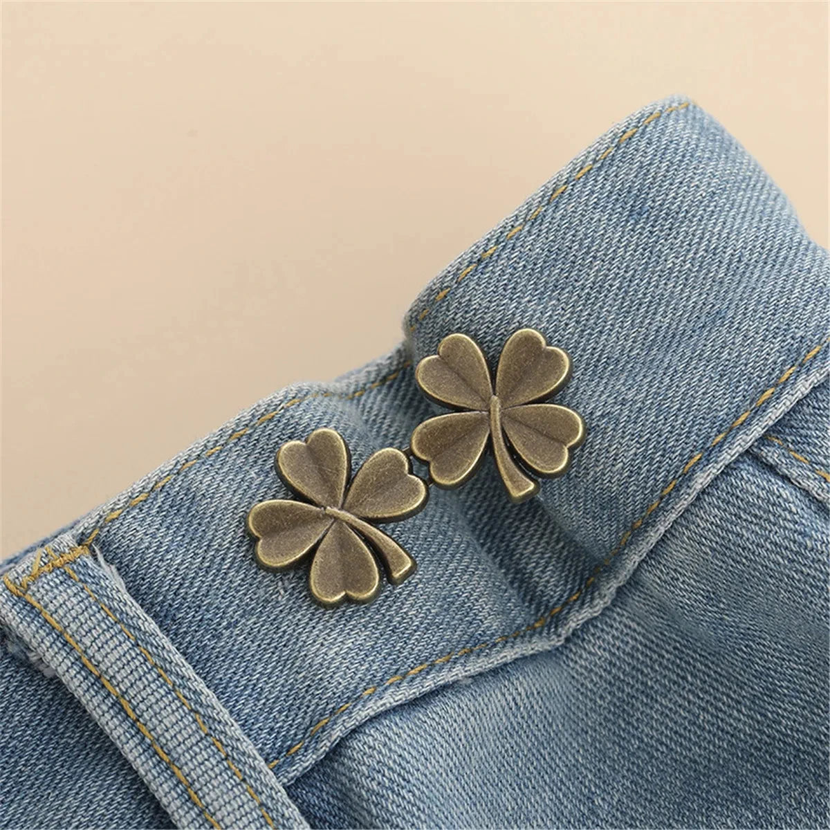 1pair Five Star Waist Buckle Detachable Pant Clips Jeans Button Snaps Simple Adjustable No Sewing Waistband Clothing Accessories
