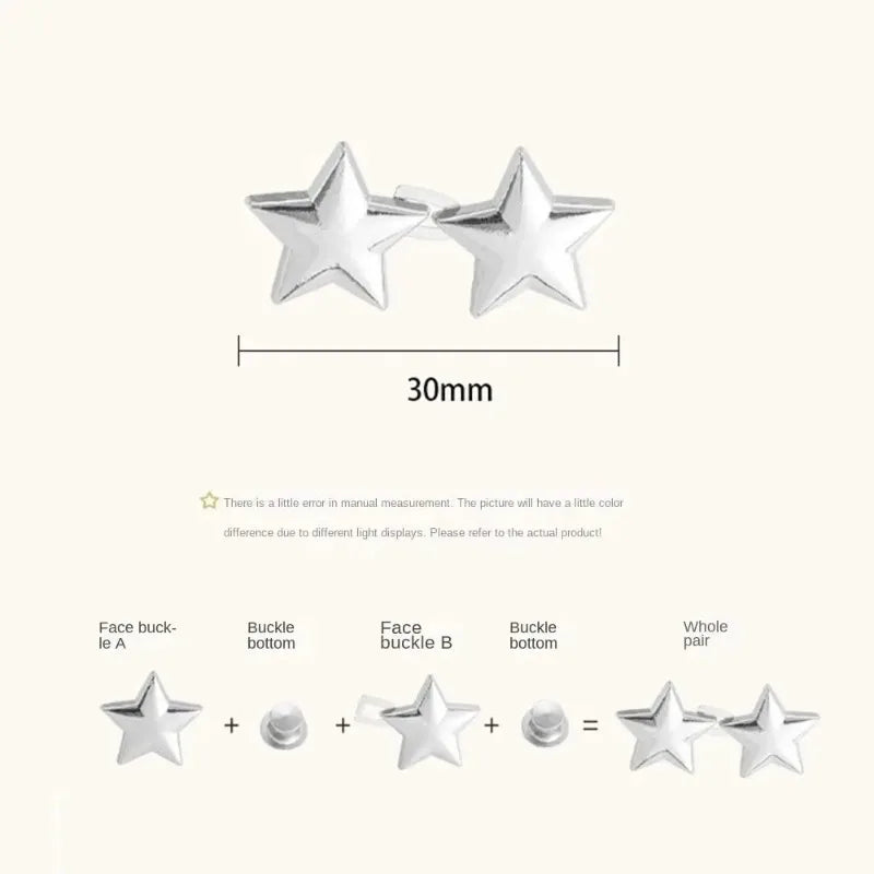 1pair Five Star Waist Buckle Detachable Pant Clips Jeans Button Snaps Simple Adjustable No Sewing Waistband Clothing Accessories