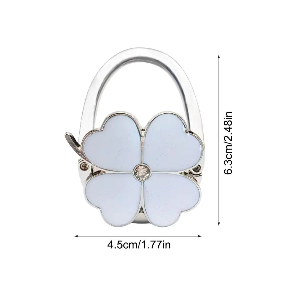 Purse Table Hanger Four Clover Designed Purse Clips Womens Storage Accessories Hand Bag Organizers Aesthetic Foldable bag hook