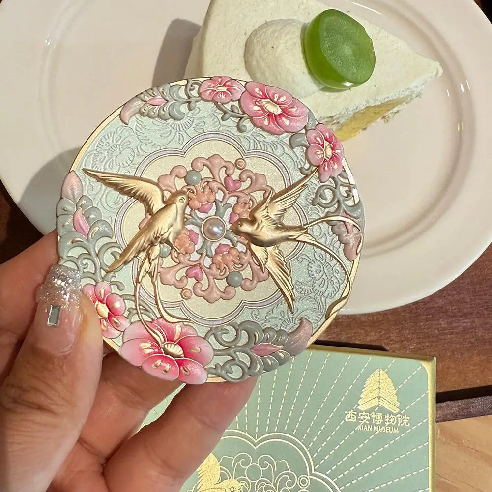 Vintage Chinese Style Mirror Peony Delicate Flower Mini Mirror Cosmetic Tools Portable Pocket Make-up Mirror