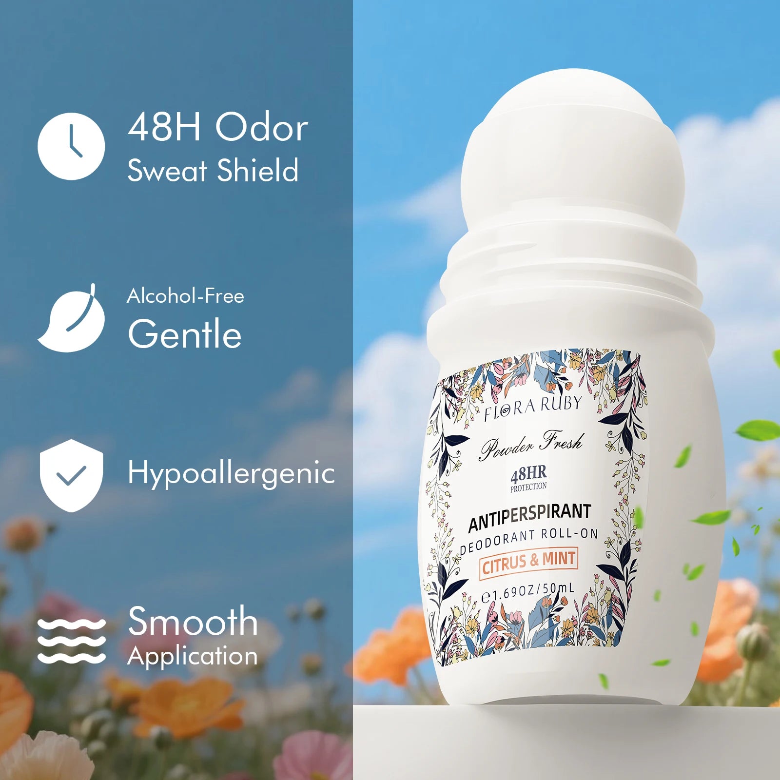 50ml Roll On Deodorant Whole Body Anti Sweat Deodorant Roller Ball Balm Refreshing Fragrance Underarm Armpit Body Remove Odor