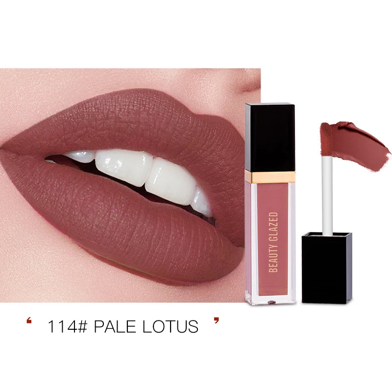BEAUTY GLAZED 24 Colors Matte Lipstick Set Waterproof Long Lasting Lip Gloss Nude Velvet Pigment Batom Women Fashion Lip Makeup