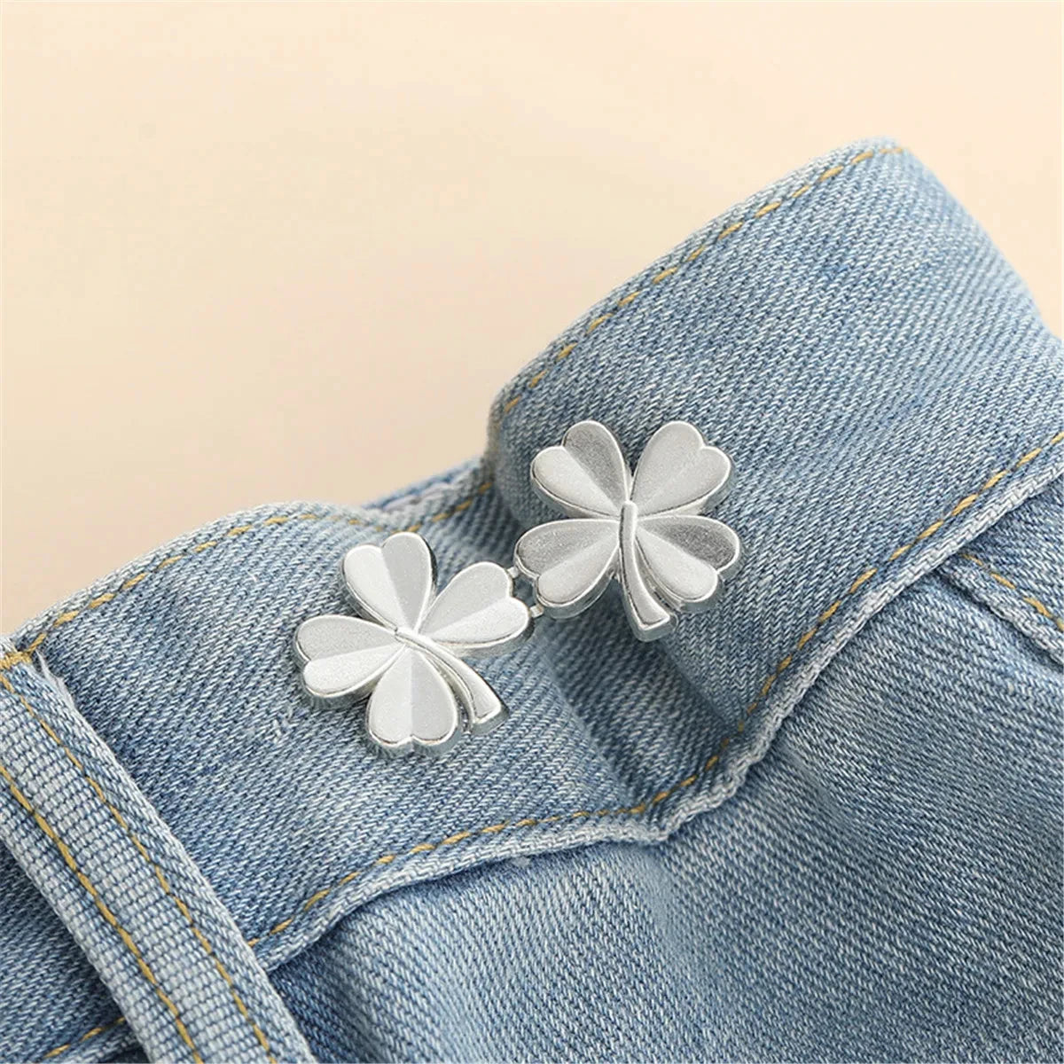 1pair Five Star Waist Buckle Detachable Pant Clips Jeans Button Snaps Simple Adjustable No Sewing Waistband Clothing Accessories