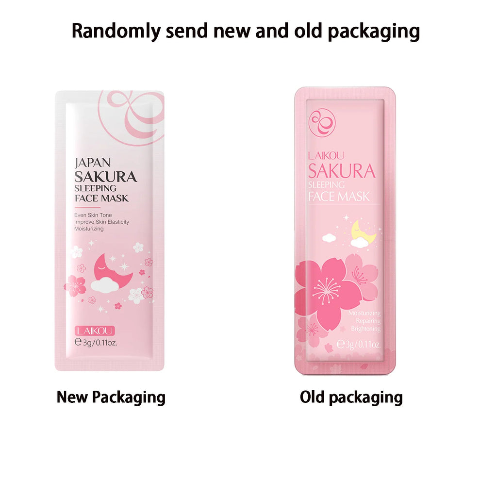 LAIKOU Sakura Moisturizing Facial Mask Hydrating Sleeping Face Sheet Masks Repairing & Nourishing Night Face Mask Skin Care 5pcs