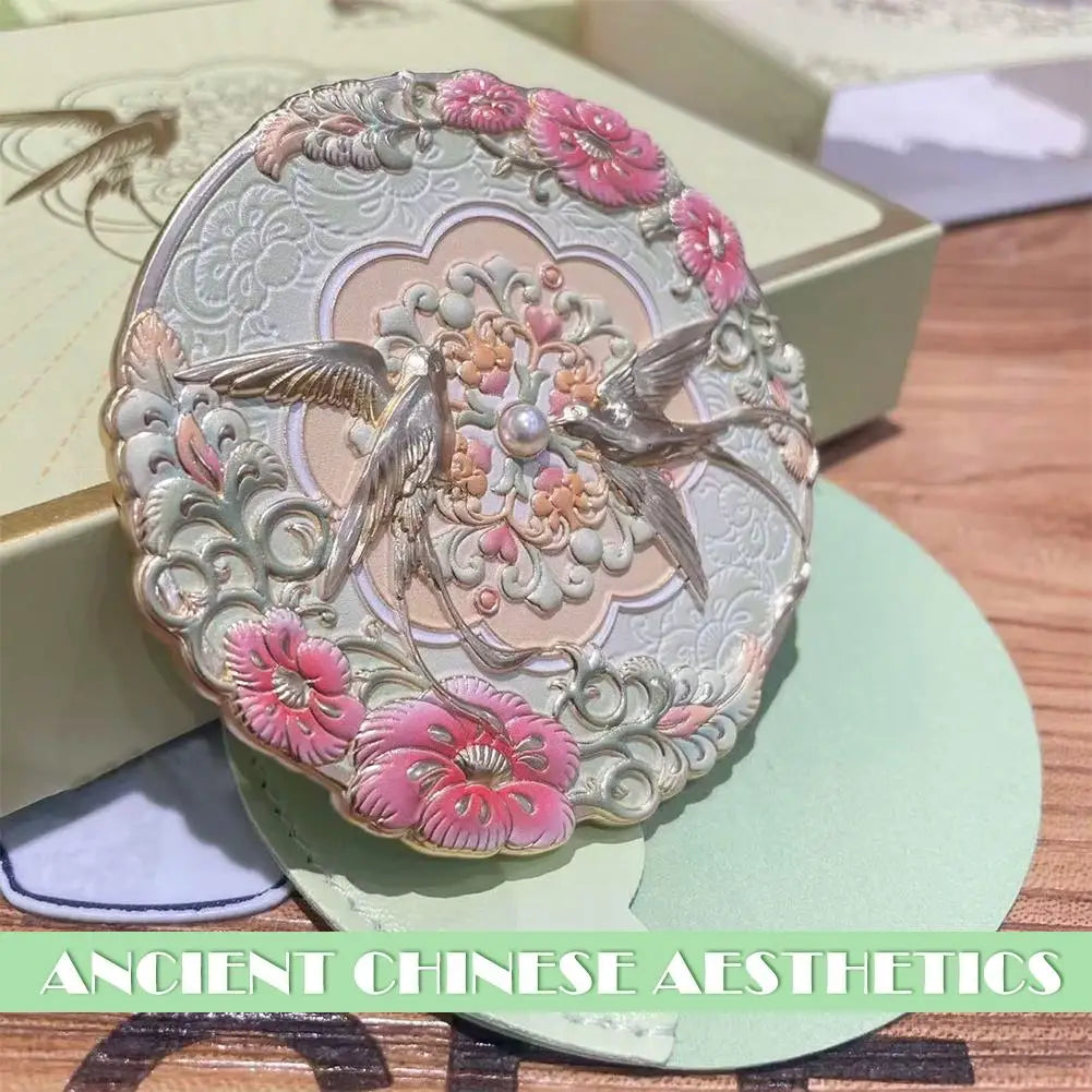 Vintage Chinese Style Mirror Peony Delicate Flower Mini Mirror Cosmetic Tools Portable Pocket Make-up Mirror