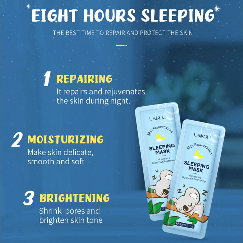 LAIKOU Sakura Moisturizing Facial Mask Hydrating Sleeping Face Sheet Masks Repairing & Nourishing Night Face Mask Skin Care 5pcs