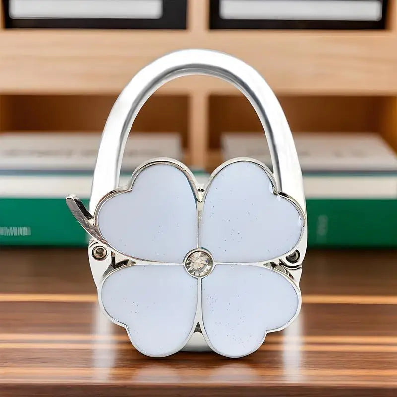 Purse Table Hanger Four Clover Designed Purse Clips Womens Storage Accessories Hand Bag Organizers Aesthetic Foldable bag hook