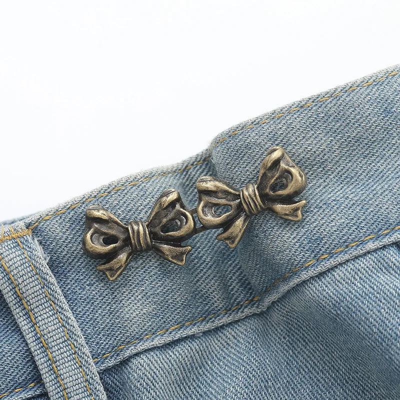1pair Five Star Waist Buckle Detachable Pant Clips Jeans Button Snaps Simple Adjustable No Sewing Waistband Clothing Accessories