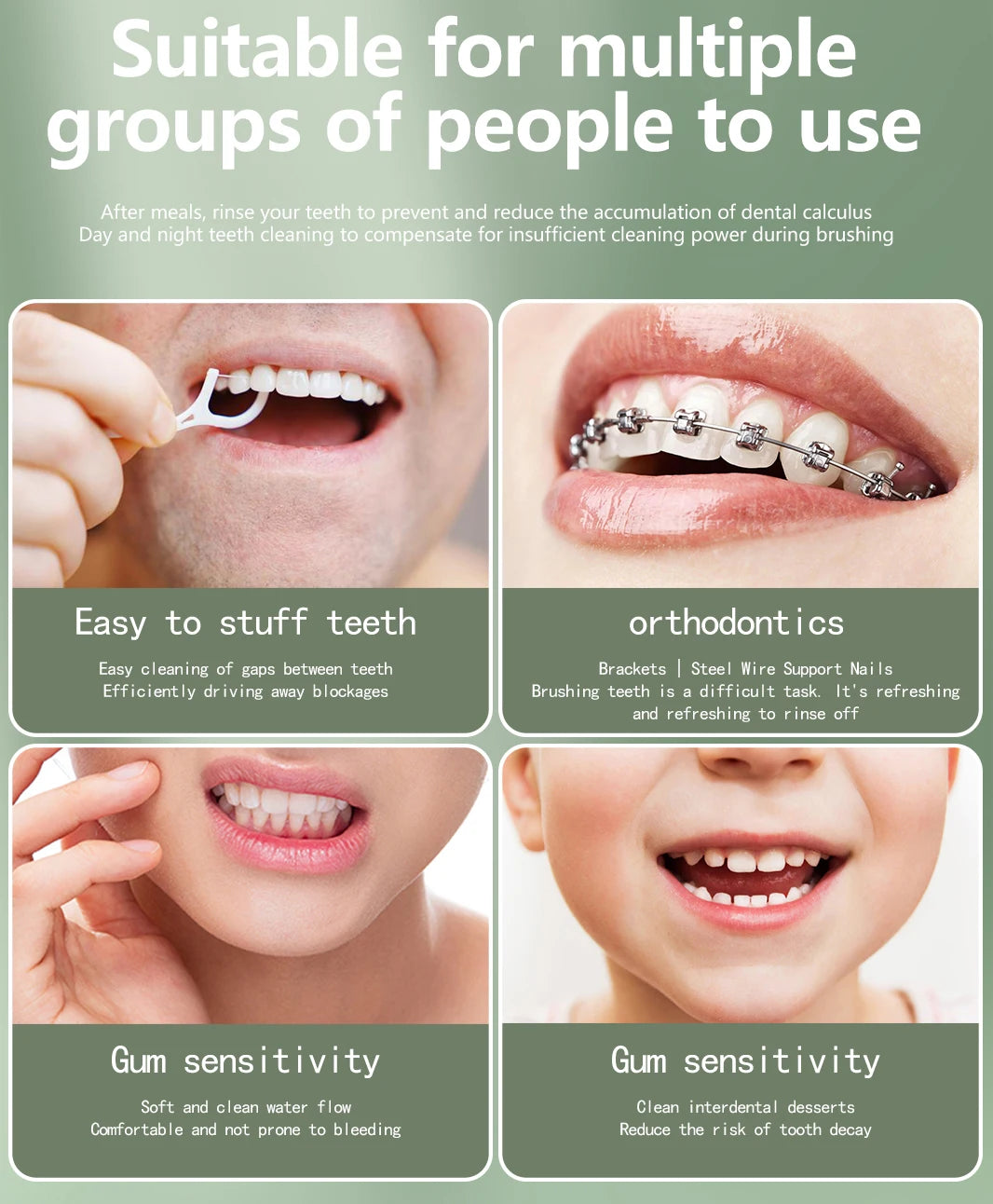 Oral Irrigator Portable Dental Water Flosser USB Rechargeable Water Jet Floss Tooth Pick 5 Jet Tip 200ml 3 Modes Teeth Cleaner