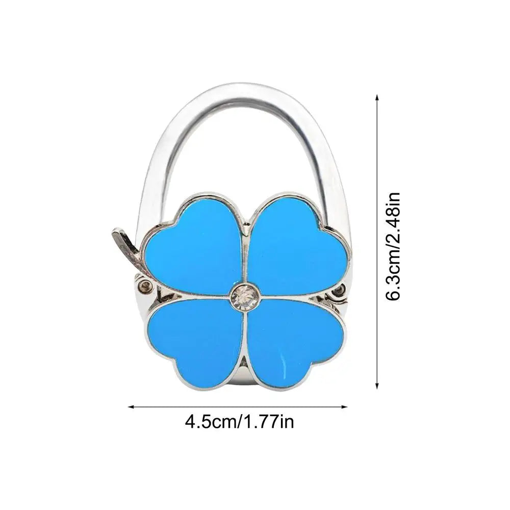 Purse Table Hanger Four Clover Designed Purse Clips Womens Storage Accessories Hand Bag Organizers Aesthetic Foldable bag hook
